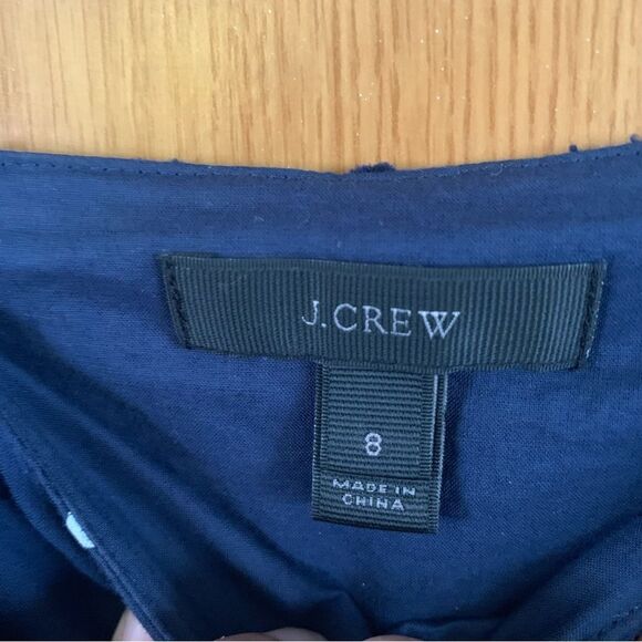 J. Crew Navy/White Polka Dot Ruffled Short Sleeve Cold Shoulder - Picture 7 of 14